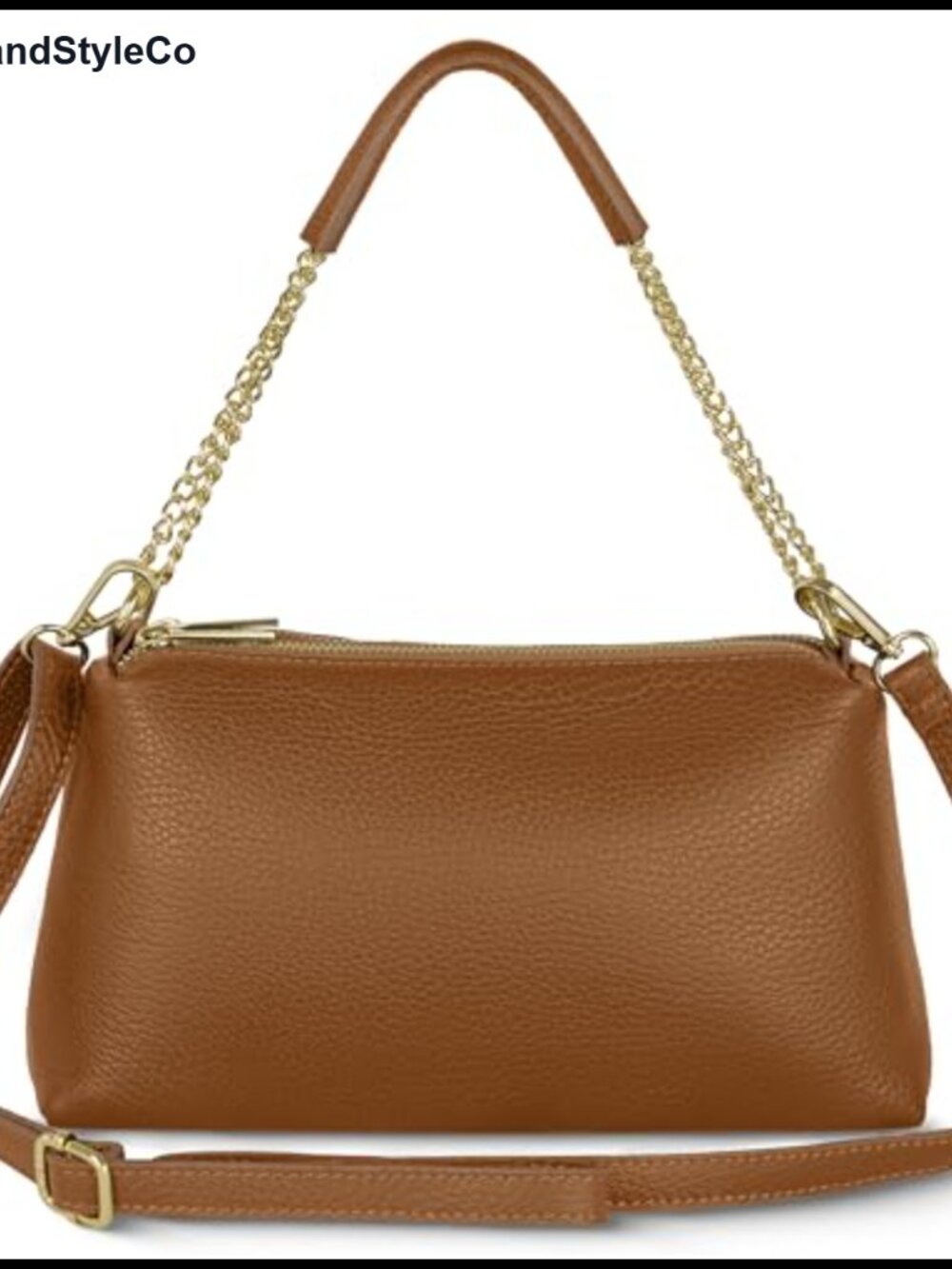 Italian Calf Leather Crossbody Handbag Full Grain Satchel Purse